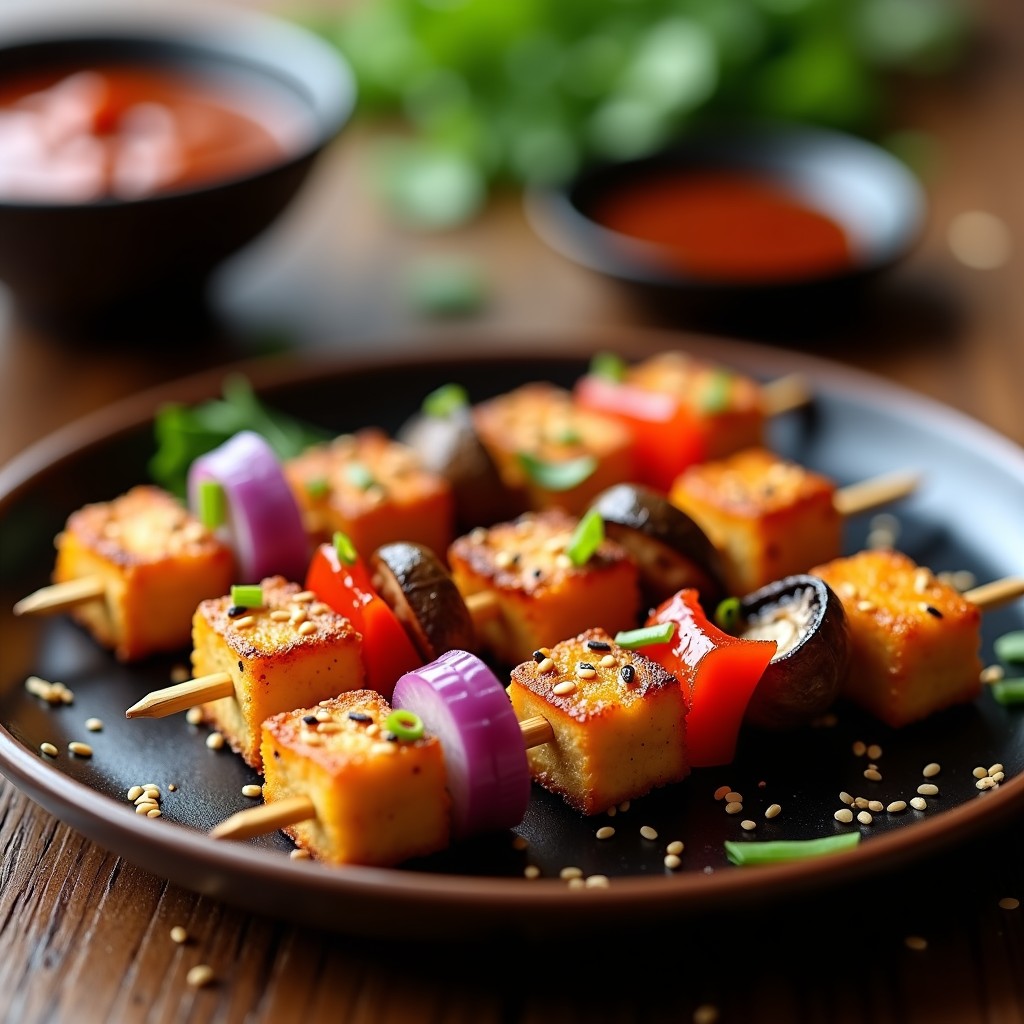 Brochetas de Tofu Marinadas en Salsa Teriyaki: Receta Vegana en Airfryer con Toque Japonés