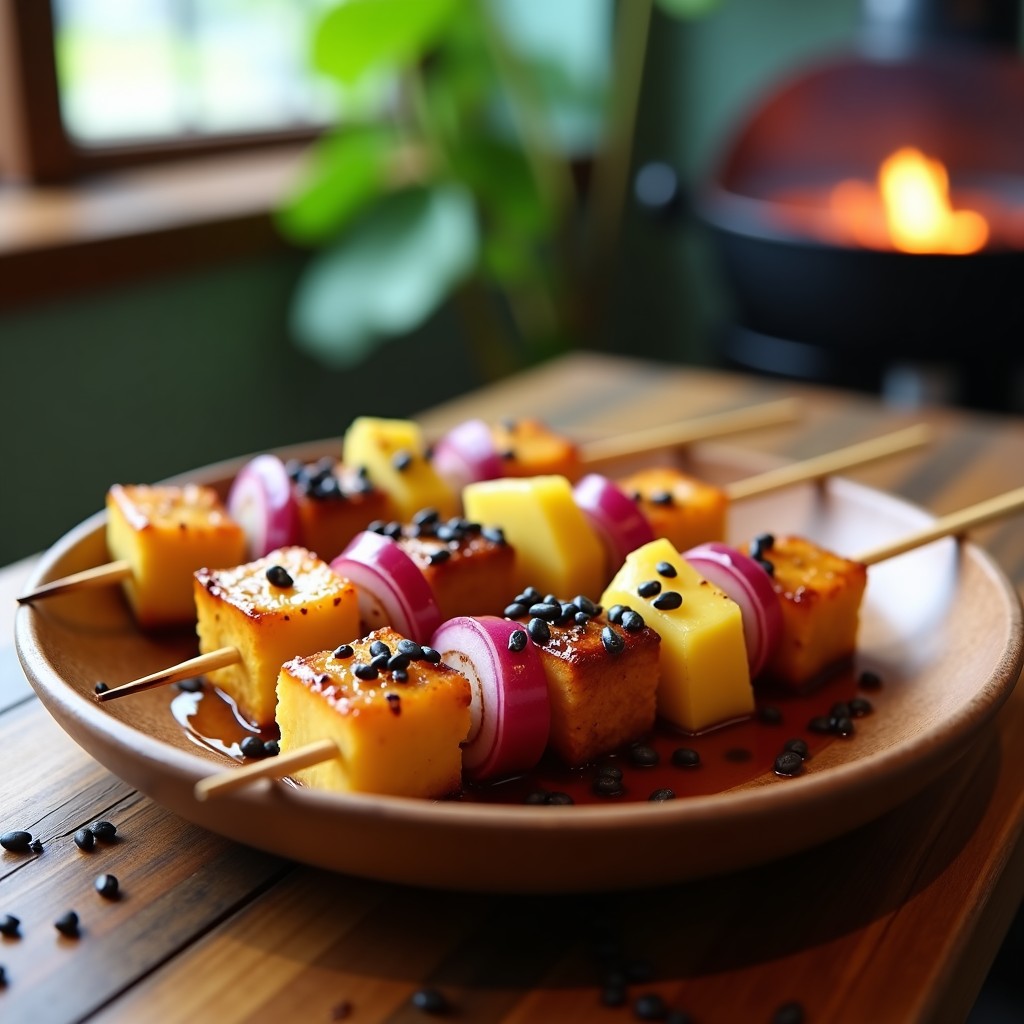 Brochetas de Tofu Marinado en Teriyaki y Piña Caramelizada: Receta Vegana a la Parrilla