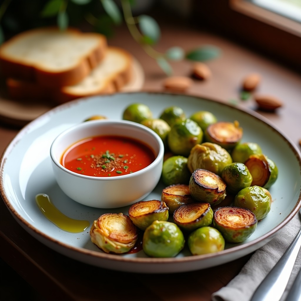 Brotas de Bruselas Asadas con Salsa Romesco: Receta en Airfryer y Vegana con Toque Español