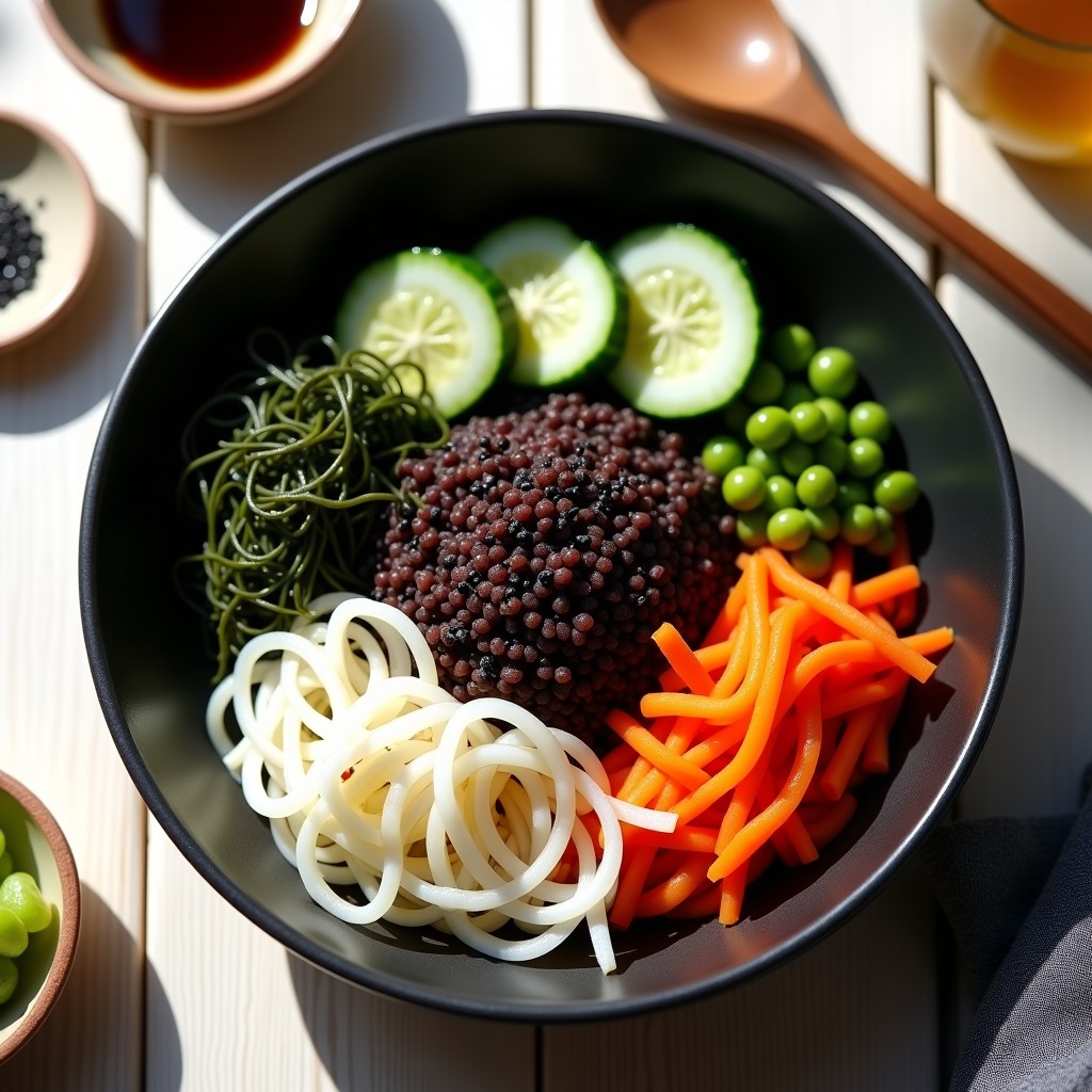 Buddha Bowl de Quinoa Negra y Algas Wakame: Receta Vegana con Vinagreta de Umeboshi