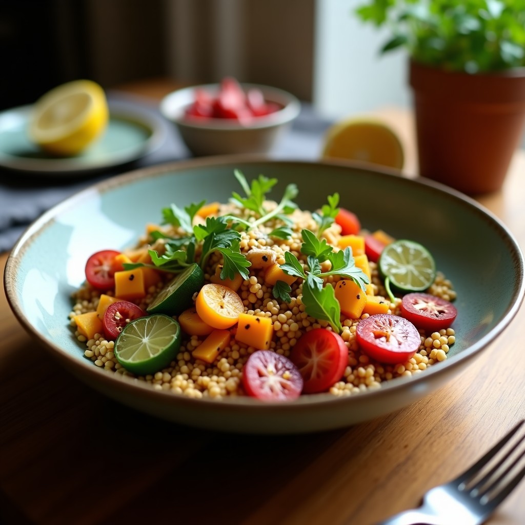 Buddha Bowl de Teff y Verduras Asadas con Tahini de Limón: Receta Etiopí Vegana y Sin Gluten