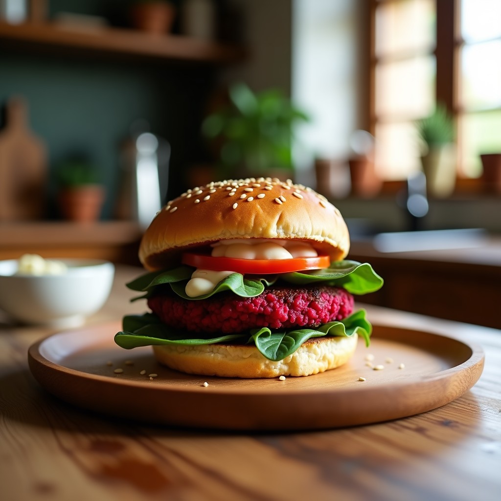Burger de Lentejas Rojas y Remolacha con Pan de Avena: Receta Vegana y Sin Gluten en Airfryer