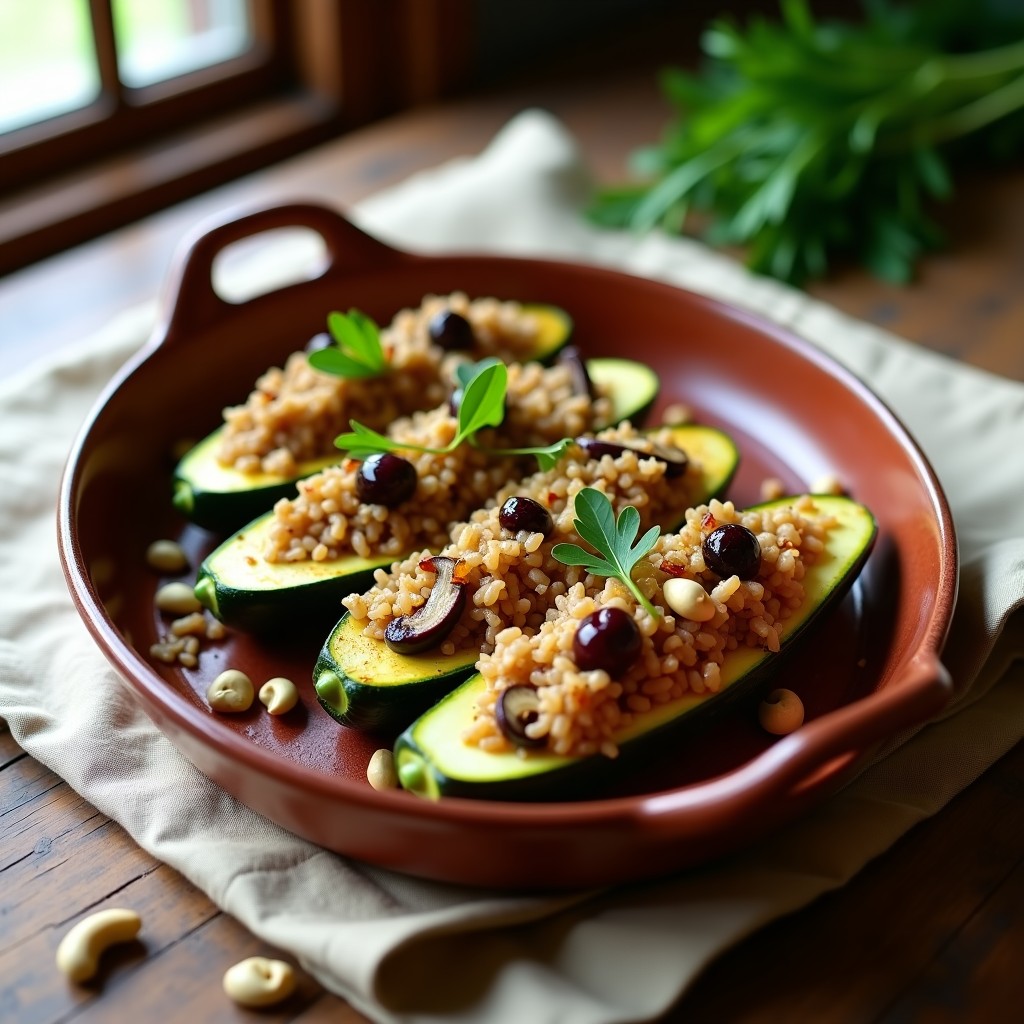 Calabacines Rellenos de Arroz Salvaje y Setas Shitake al Horno: Receta Sin Gluten y Vegana