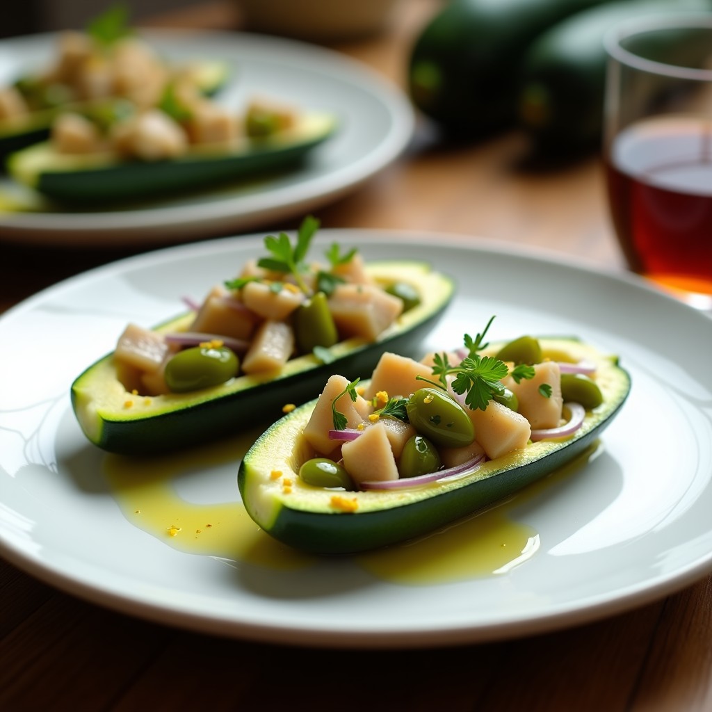 Calabacines Rellenos de Merluza y Pimientos de Padrón: Receta Gallega en Microondas