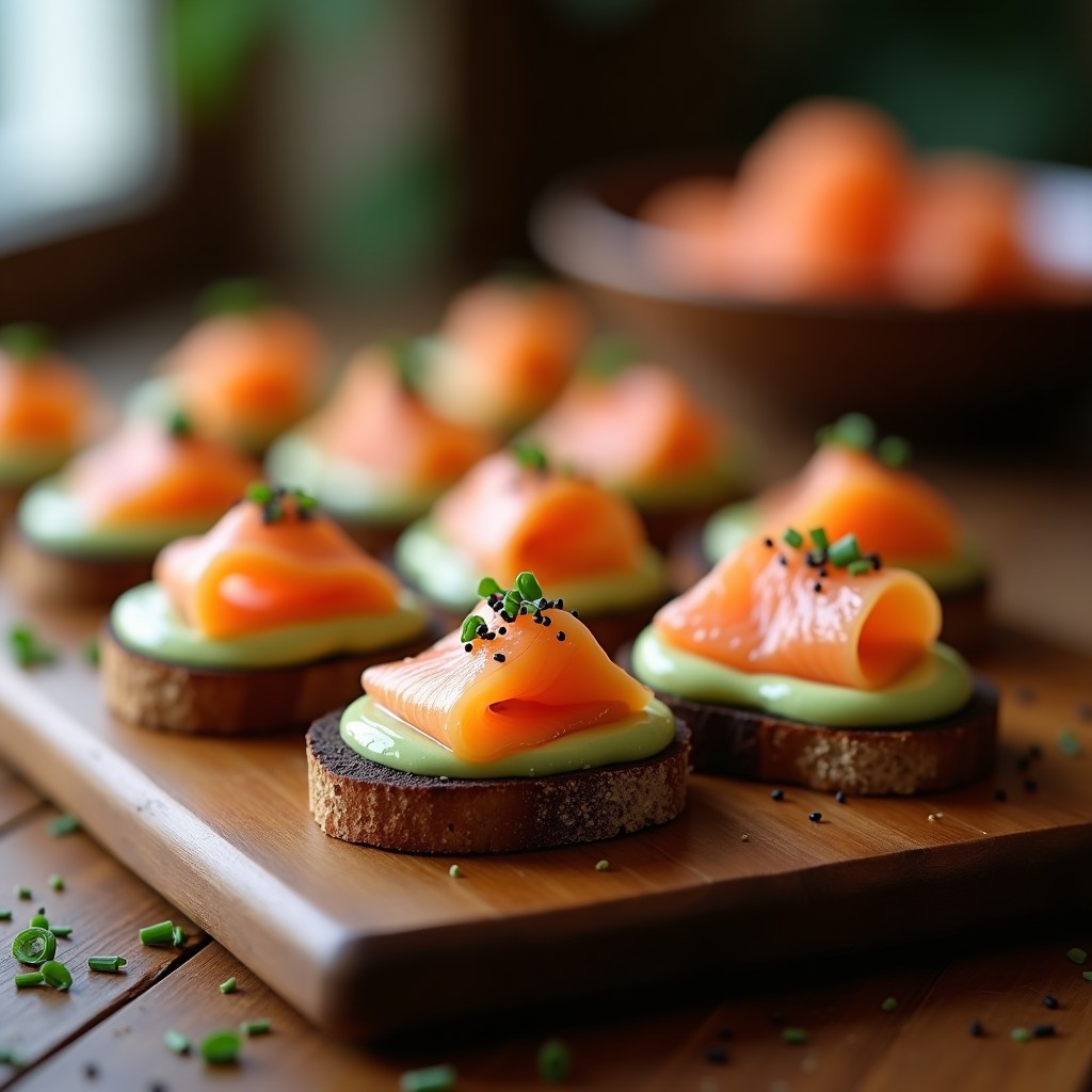 Canapés de Salmón Ahumado y Crema de Wasabi: Receta Rápida para Fiambre Elegante