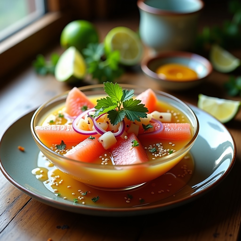 Ceviche de Corazón de Alcachofa y Pomelo: Receta Vegana con Leche de Tigre de Cítricos