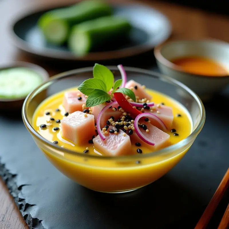 Ceviche de Atún con Leche de Coconut y Ají Amarillo: Receta Peruana-Japonesa Keto en 20 Minutos
