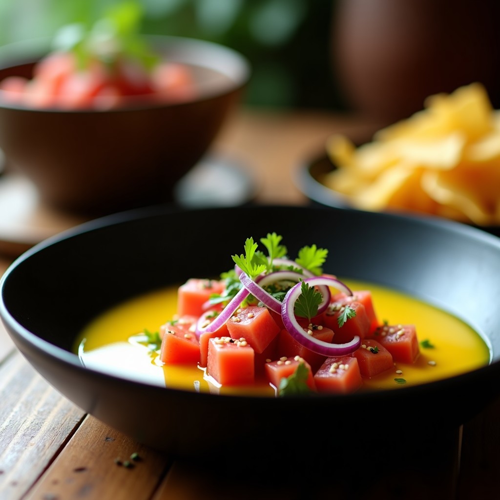 Ceviche de Atún Rojo con Leche de Tigre de Maracuyá: Receta Peruana Gourmet