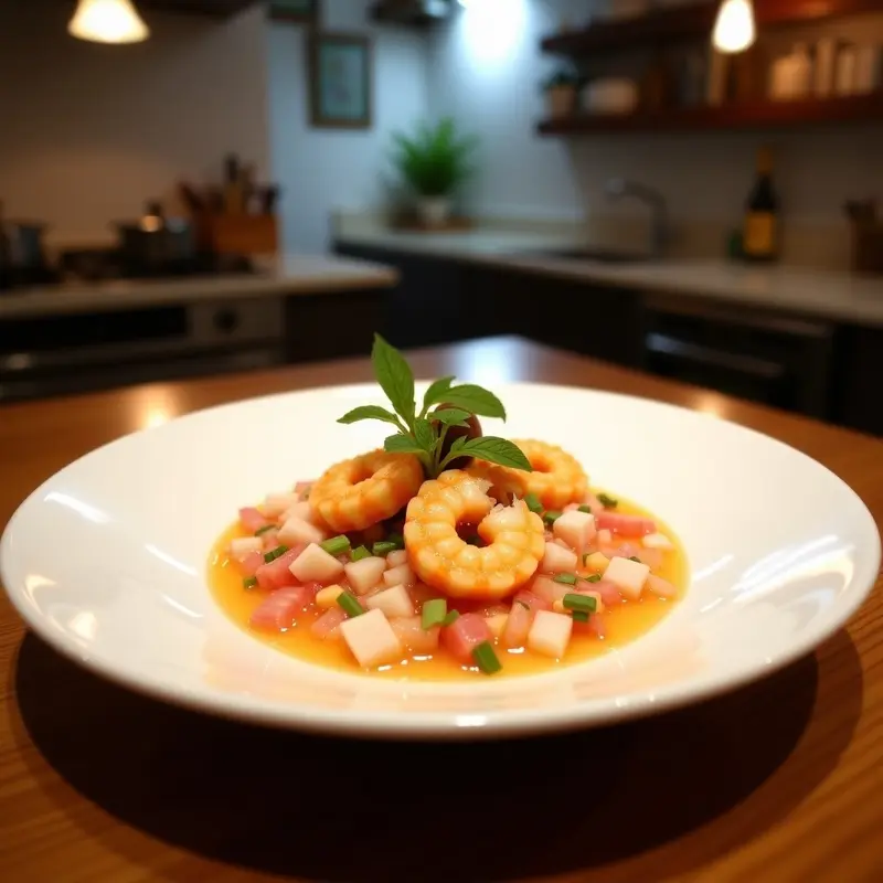 Ceiche de Camarones con Leche de Coco y Litchis: Receta Peruana Tropical y Sin Cocción