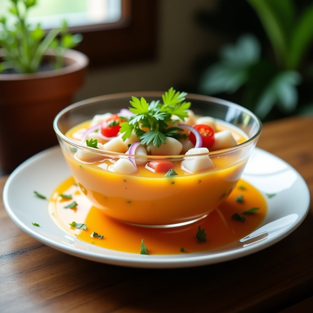 Ceviche de corvina marinada con Leche de Tigre de Lulo: Receta Ecuatoriana Fresca y Sin Cocción