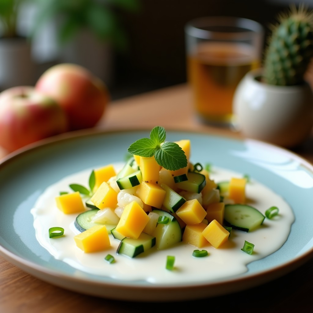 Ceviche de Mango y Pepino con Leche de Coco: Receta Vegana y Fresca de Verano