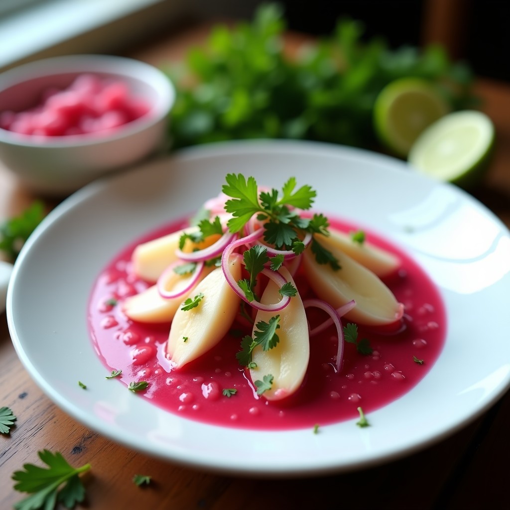 Ceviche de Palmito y Corazón de Alcachofa: Receta Vegetariana con Leche de Tigre Rosa