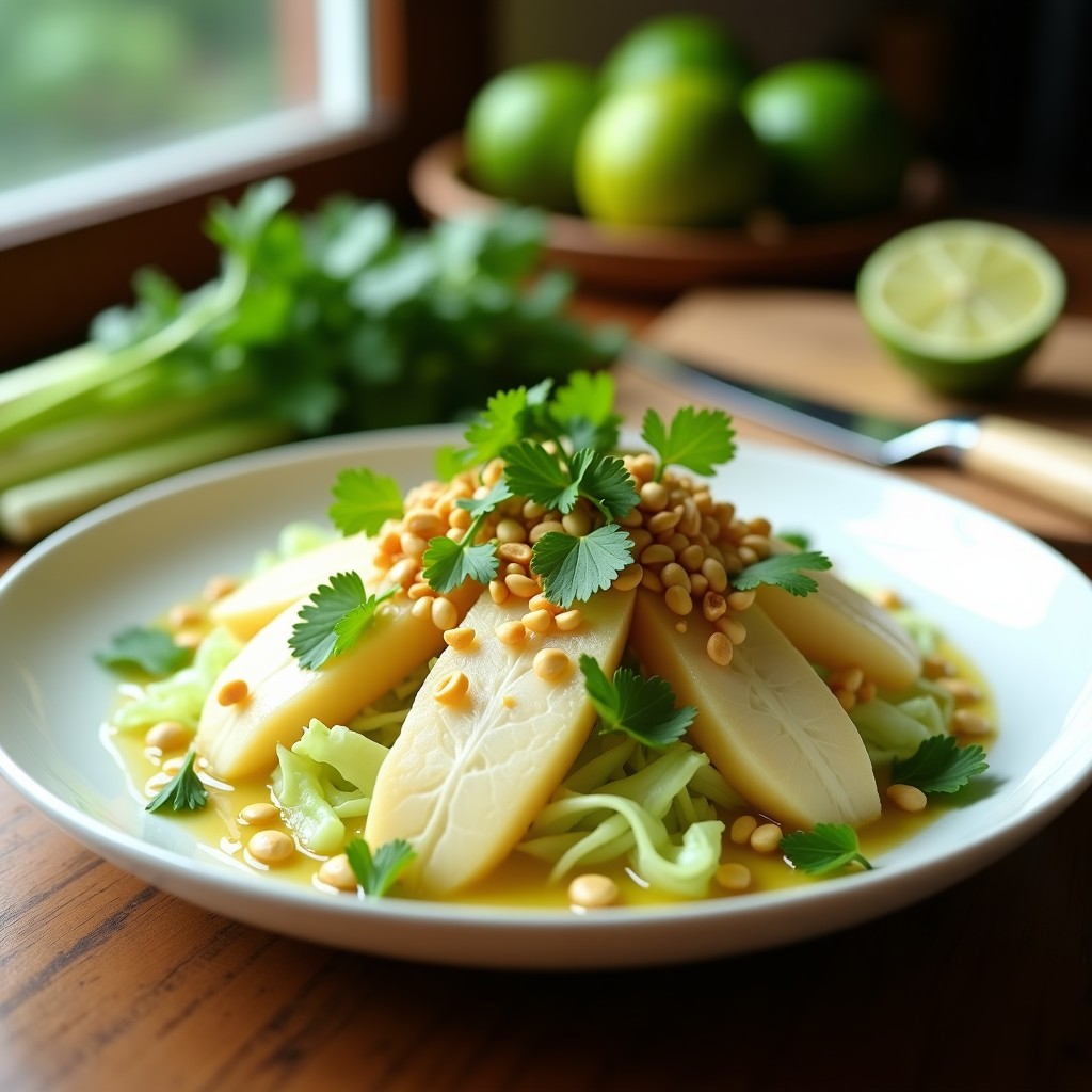 Ceiche de Palmito y Limón Kaffir: Receta Vegana Peruana con Toque Tailandés