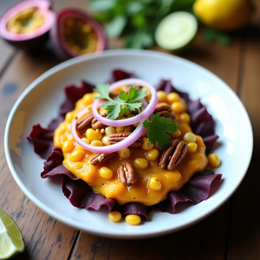 Ceviche de Remolacha y Nuez: Receta Vegana con Leche de Tigre de Maracuyá