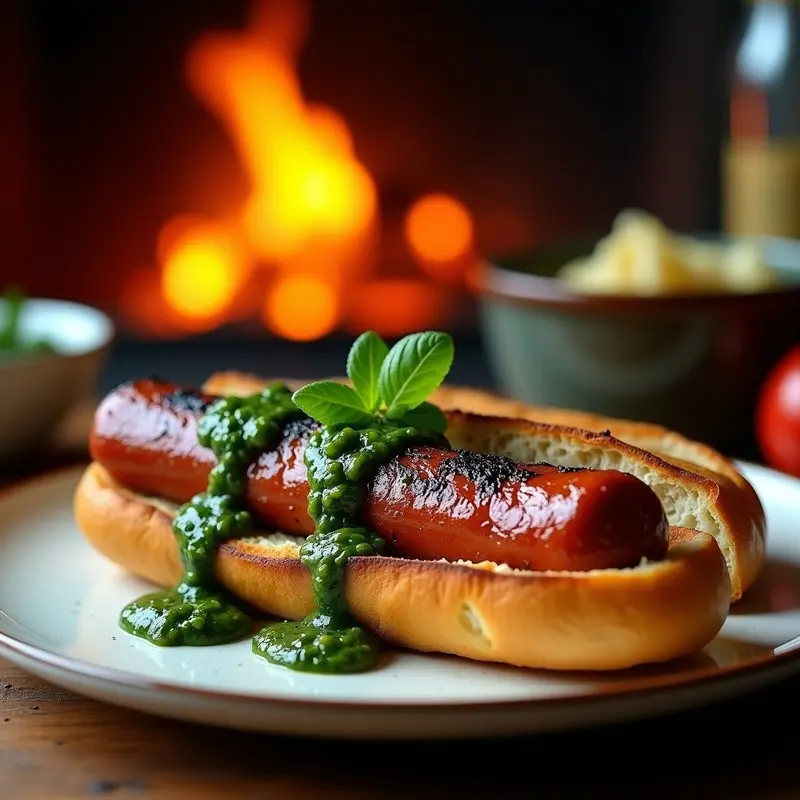 Choripán Argentino con Chimichurri de Albahaca y Ajo Morado: Receta de Parrilla en 10 Minutos