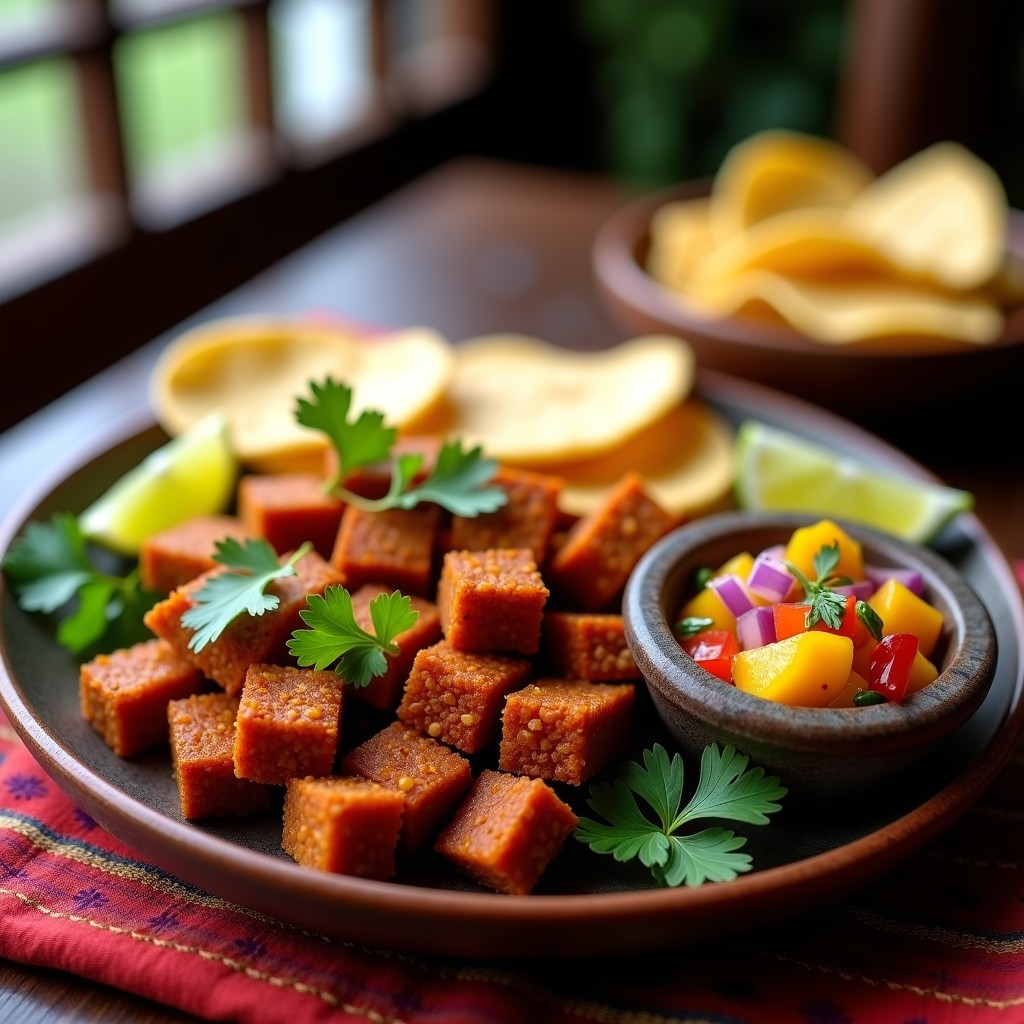 Chorizo Vegano de tempeh con Salsa de Mango y Chile: Receta Mexicana Picante en 20 Minutos