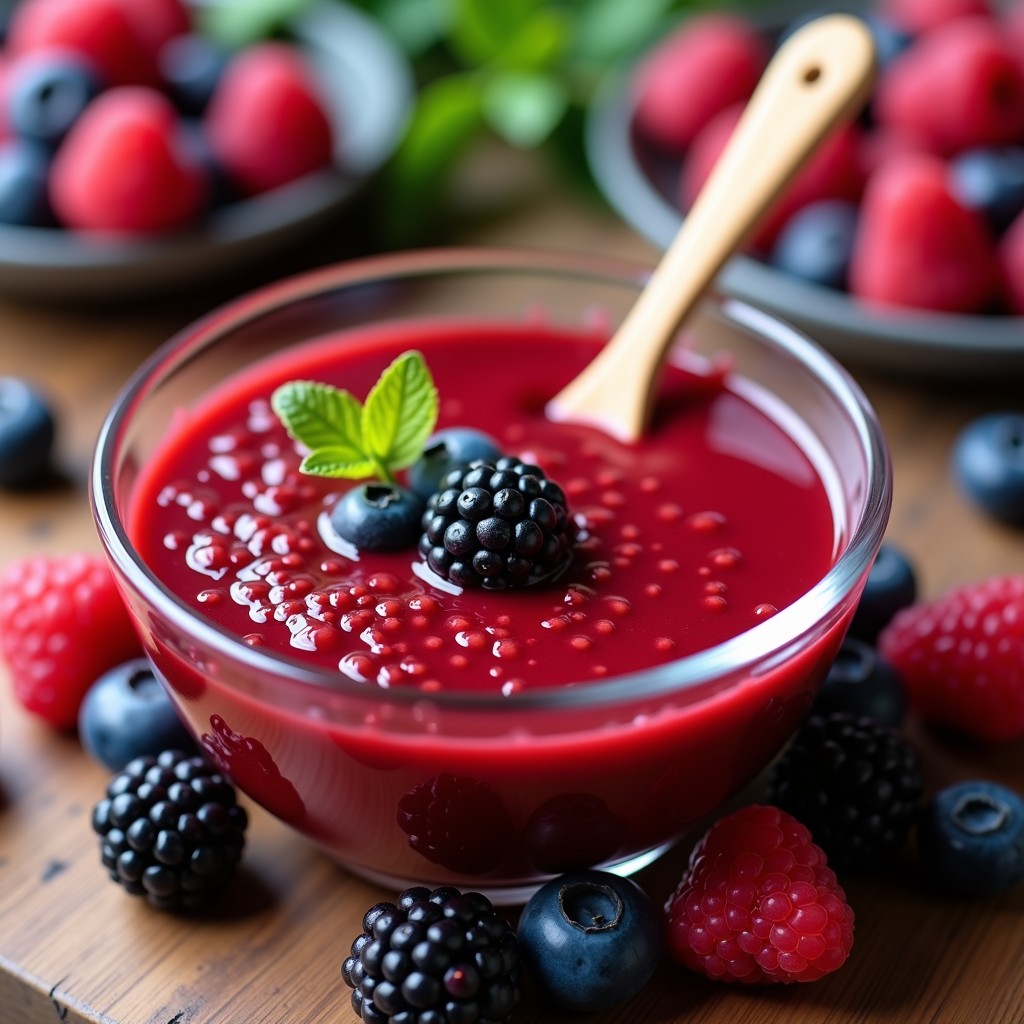 Coulis de Frutos Rojos con Chía: Salsa Saludable Sin Azúcar para Postres en 10 Minutos