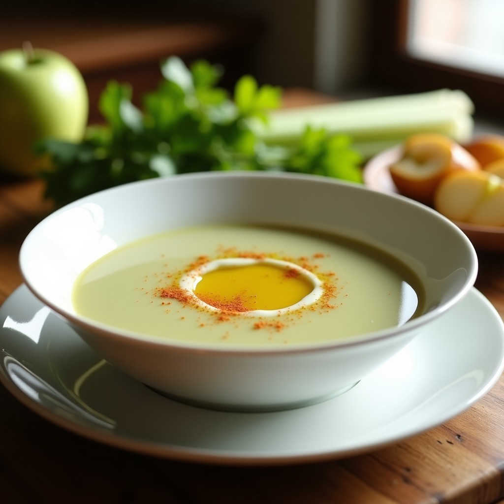 Crema de Apio y Manzana Ahumada: Receta en Olla Express Sin Lácteos y Keto