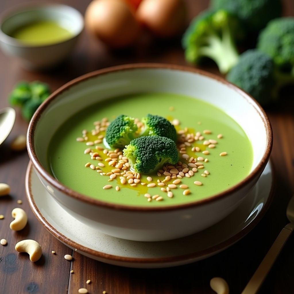 Crema de Brócoli y Anacardos con Crujiente de Semillas: Receta Vegana en Thermomix
