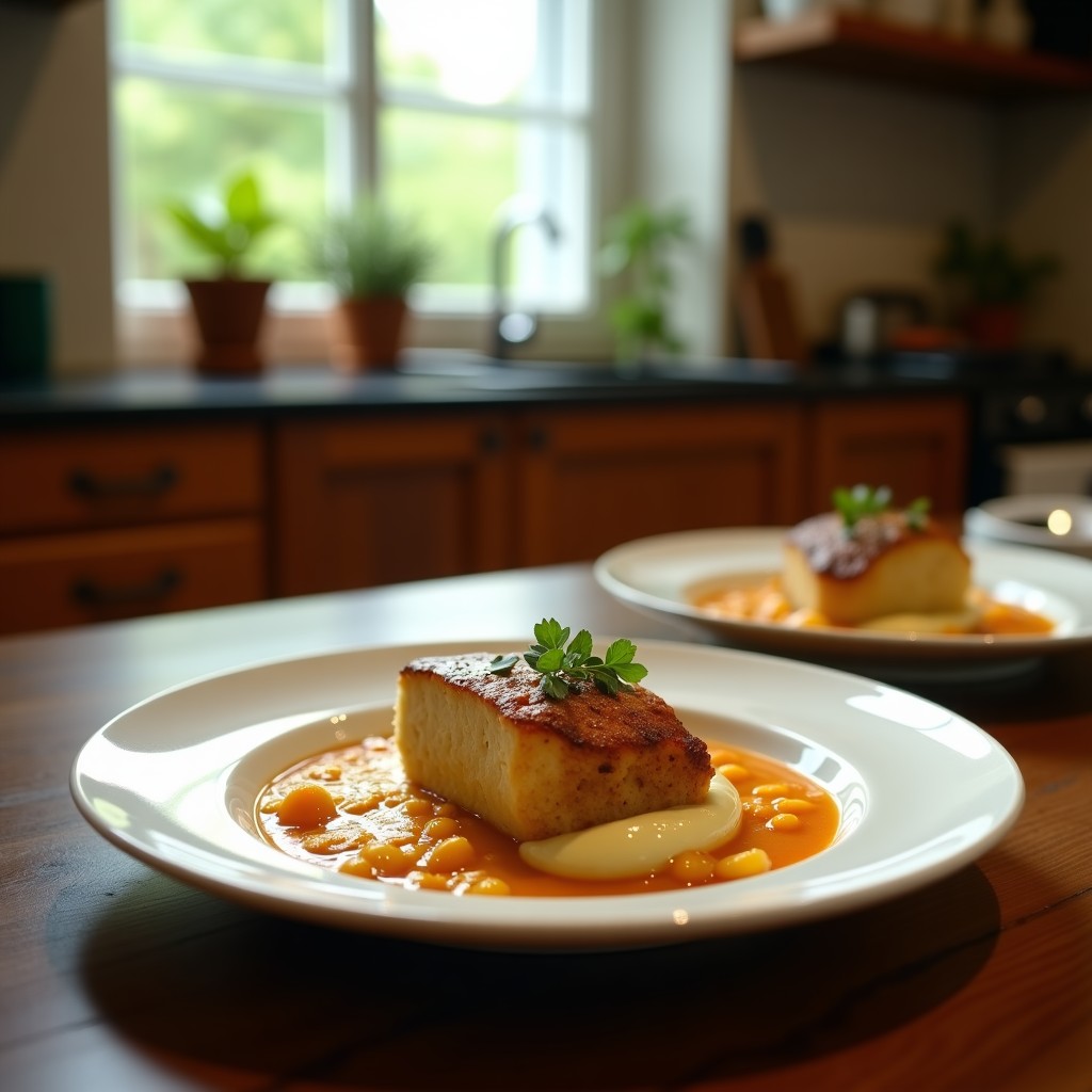 Crema de calabacín y puerro con crujiente de avellana, receta cremosa y saludable en un tazón blanco