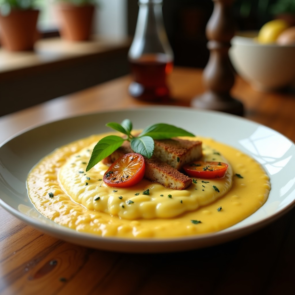 Crema de calabacín y queso de cabra con crujiente de almendras tostadas, lista en 30 minutos