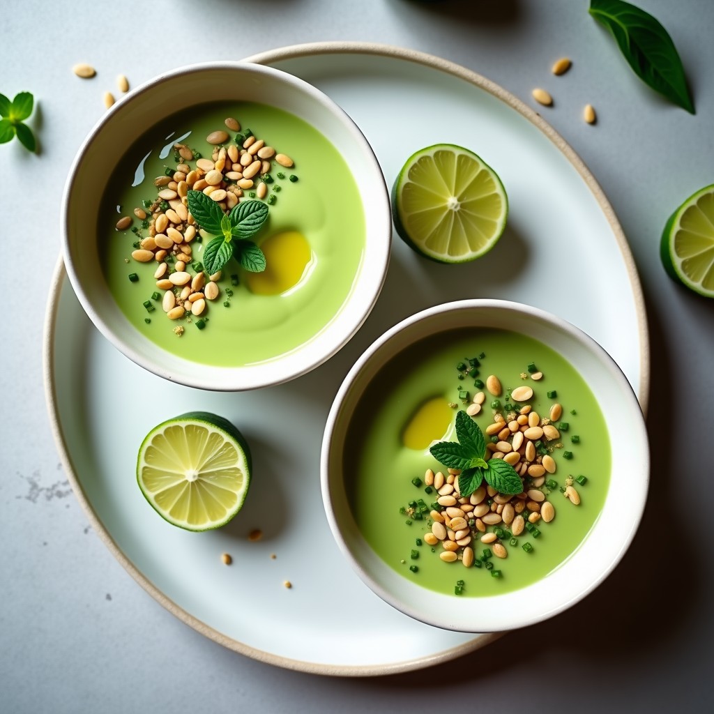 Crema de Aguacate y Lima con Crujiente de Semillas: Receta Vegana y Refrescante en 10 Minutos