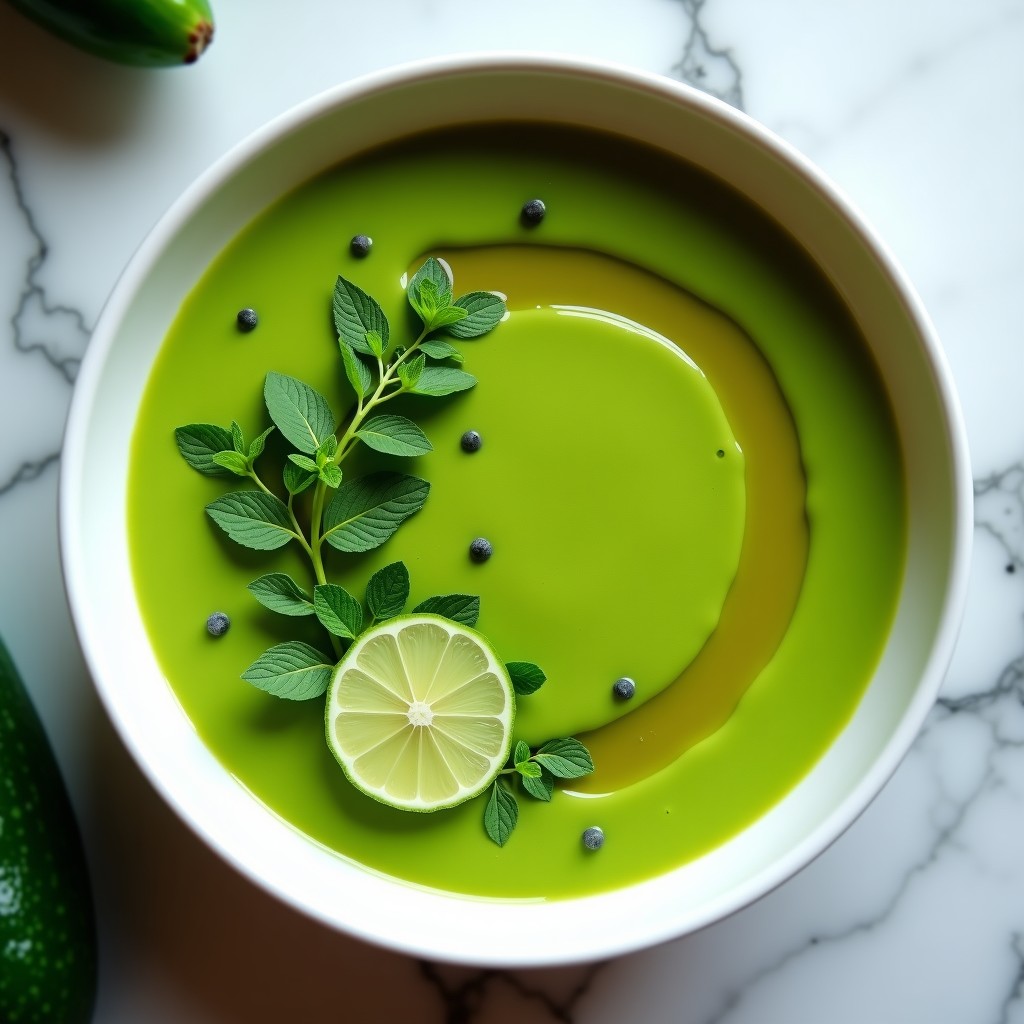 Crema Fría de Calabacín y Aguacate con Menta y Lima: Receta Vegana, Sin Gluten y Refrescante en 10 Minutos