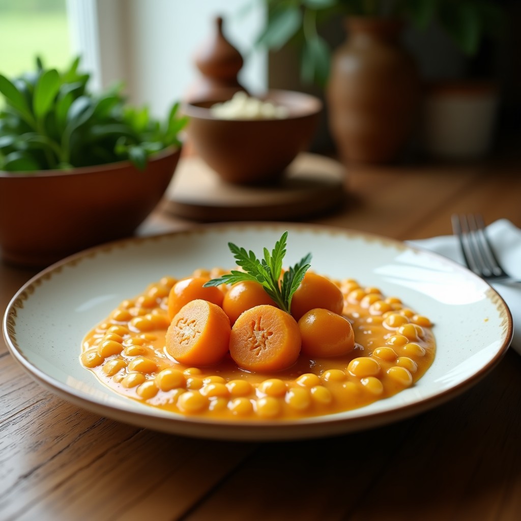 Crema de Zanahoria y Jengibre con Crujiente de Garbanzos Especiados: Receta Cremosa, Vegana y Reconfortante en 40 Minutos