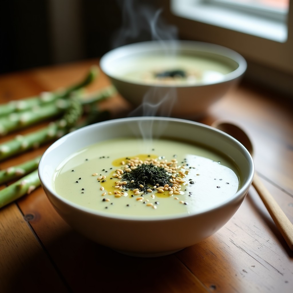 Crema de Espárragos Blancos y Algas Nori: Receta Vegana sin Lácteos con Umami Intenso