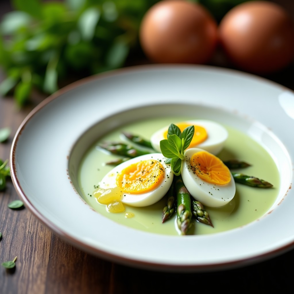 Crema de Espárragos Blancos con Vinagreta de Huevos de Codorniz: Receta Gourmet en Thermomix