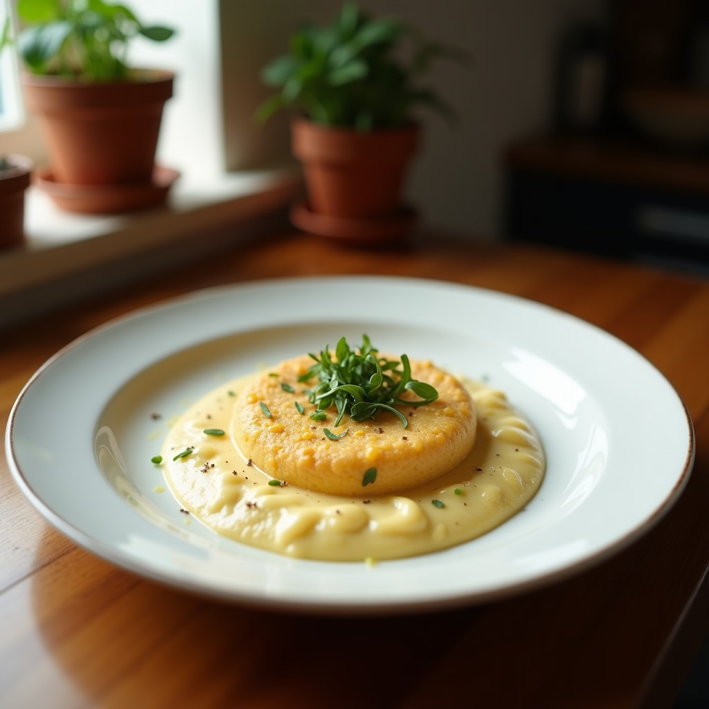 Cuenco blanco con crema de espinacas verde intenso, decorada con tiras de algas nori, semillas de sésamo y un hilo de aceite de oliva. Receta de crema de espinacas con algas nori en Thermomix.