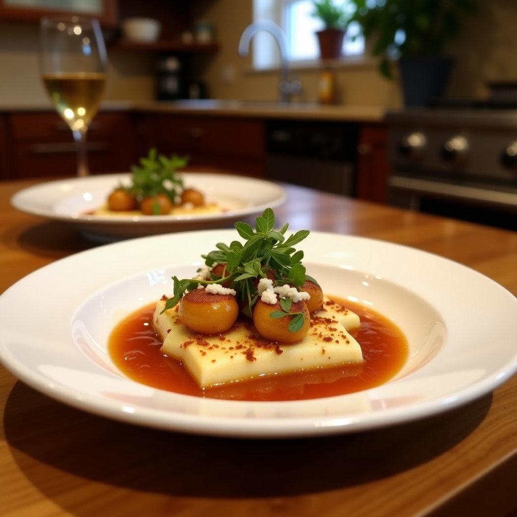 Cuenco de cerámica blanca con crema de espinacas Joel Roast de color verde intenso, decorada con anacardos tostados picados y un hilo de aceite de oliva, servida sobre una mesa de madera rústica con un fondo difuminado.