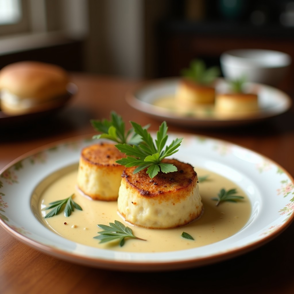 Cuenco de cerámica blanca con crema de espinacas verde intenso, coronada con cubos dorados de tofu ahumado y nueces picadas. Plato saludable y vegano preparado en ollas superpuestas.