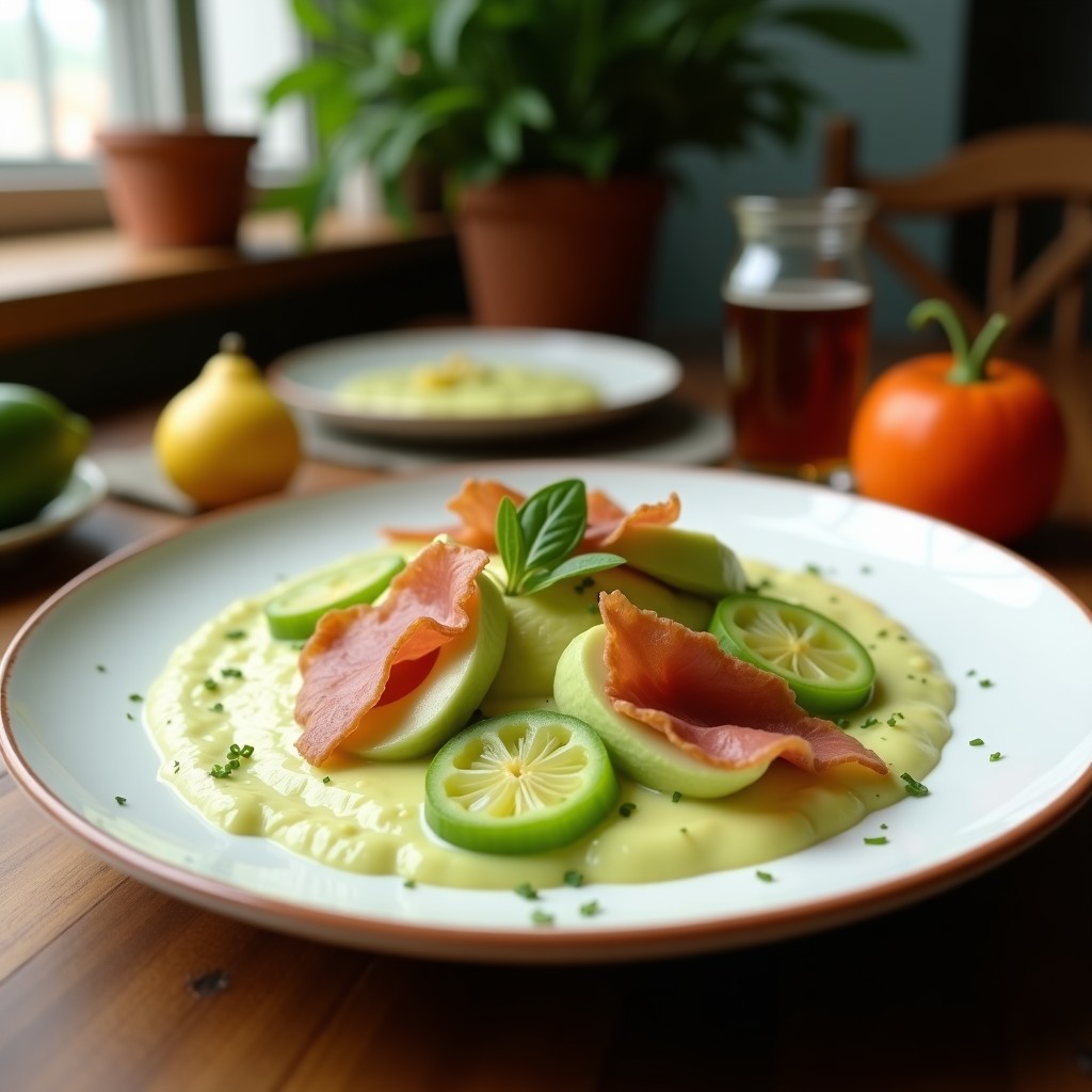 Crema Fría de Aguacate y Pepino con Crujiente de Jamón Serrano: Receta Fácil, Cremosa y Refrescante en 15 Minutos
