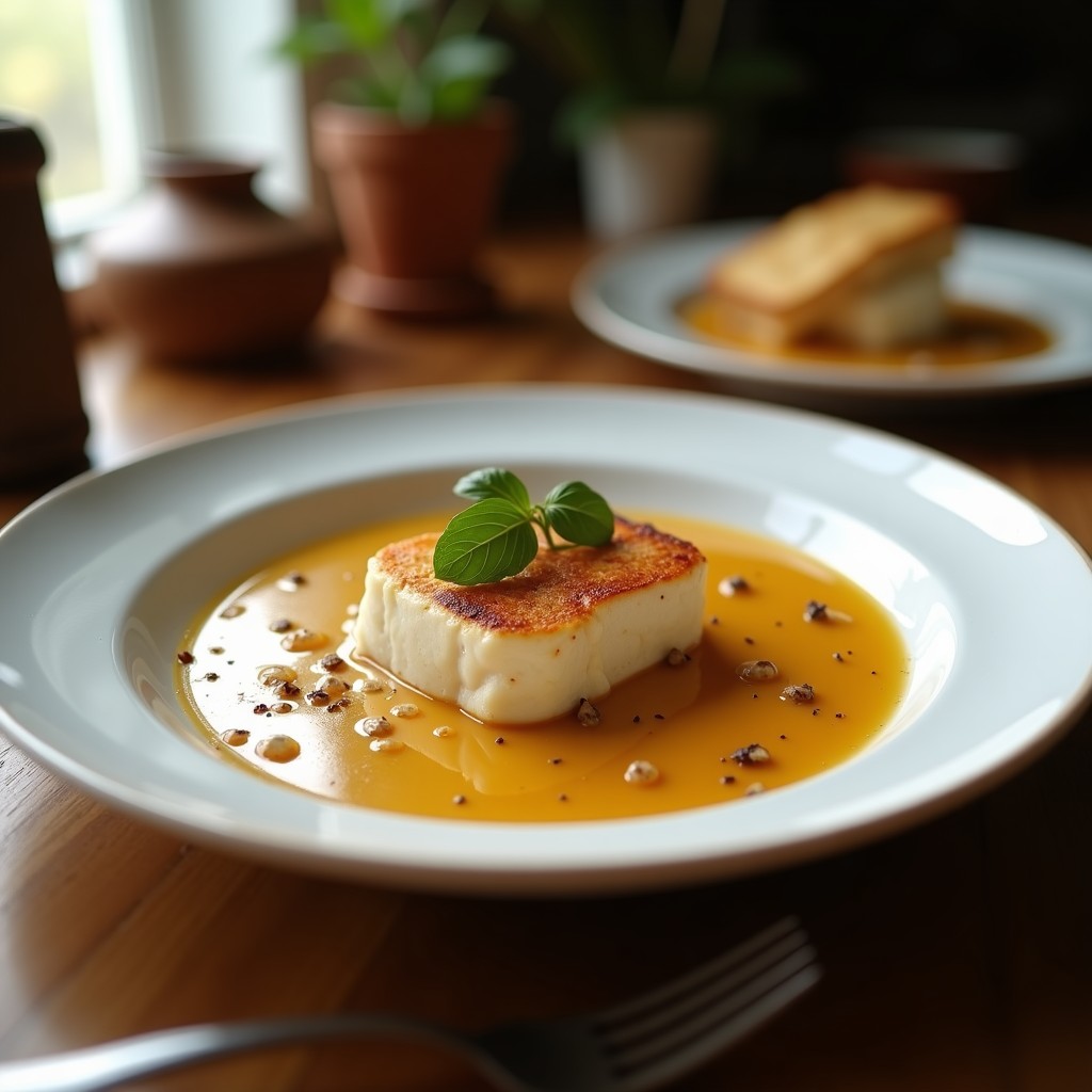 Crema de puerro y pera con crujiente de panceta y avellana, receta fácil y sofisticada