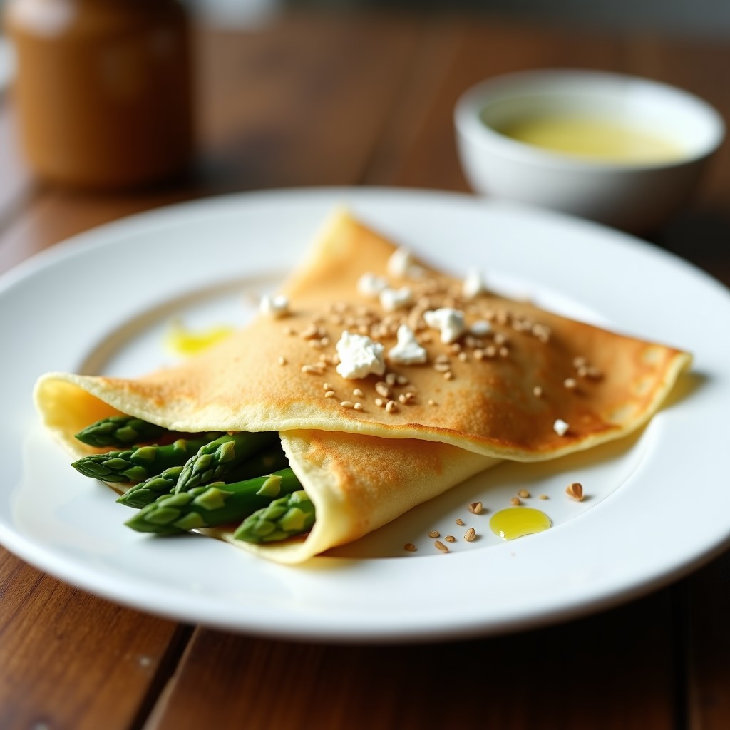 Crepes de Harina de Almendra con Relleno de Espárragos y Queso de Cabra: Desayuno Keto en 15 Minutos