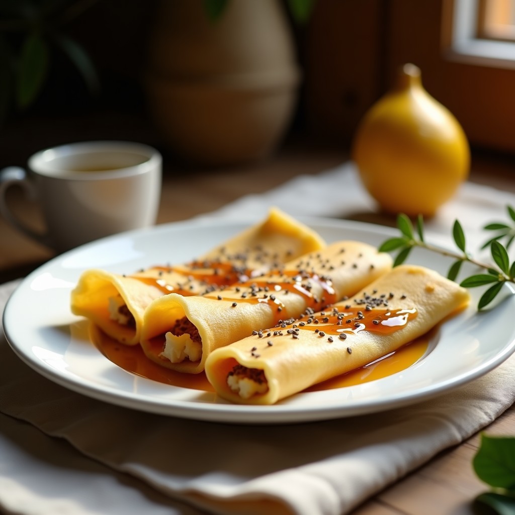 Crepes de Harina de Coca y Queso Fresco: Desayuno Boliviano Sin Gluten con Miel de Abaja