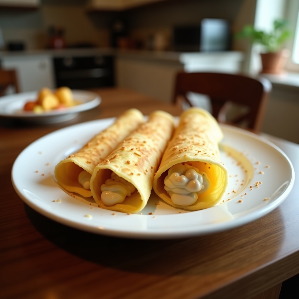 Crepes de harina de coco rellenos de crema de anacardos: desayuno keto sin lácteos