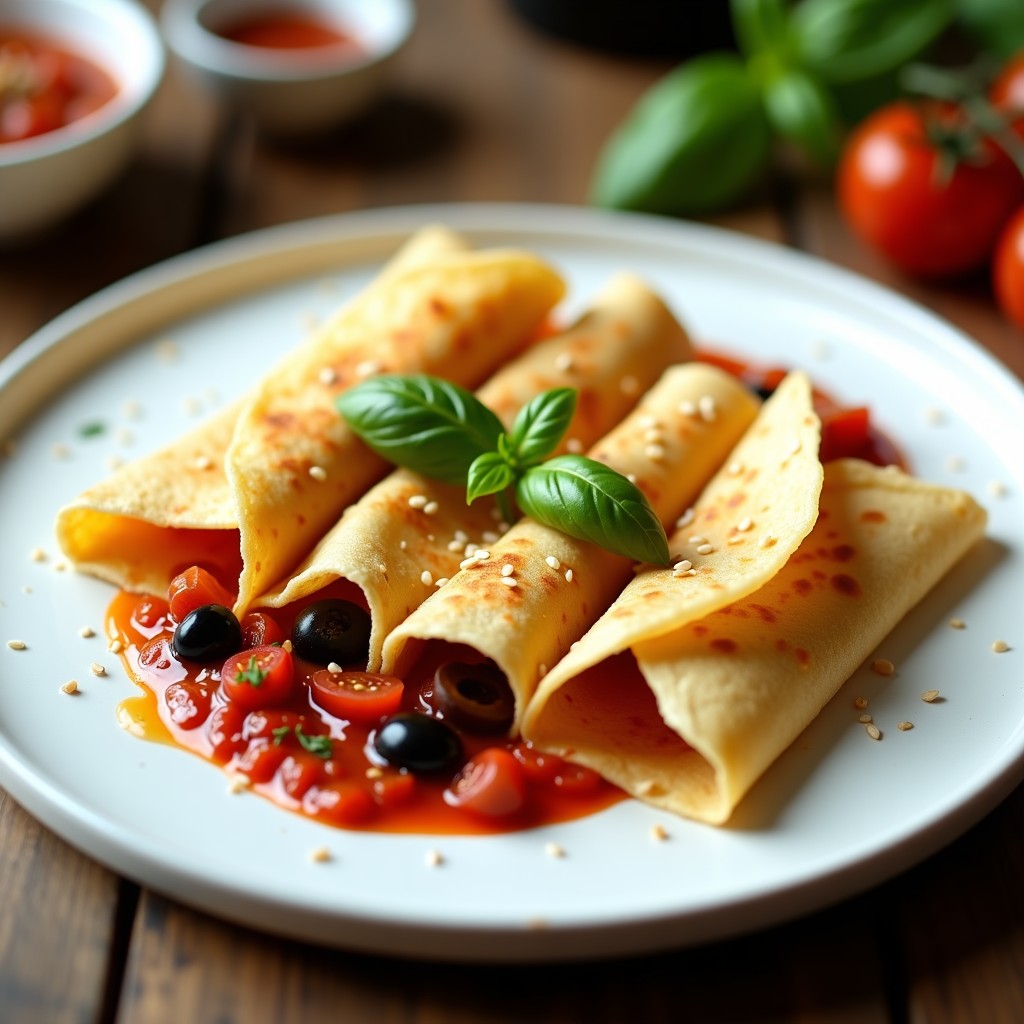 Crepes de Harina de Garbanzo con Salsa de Tomate Seco: Receta Francesa Sin Gluten