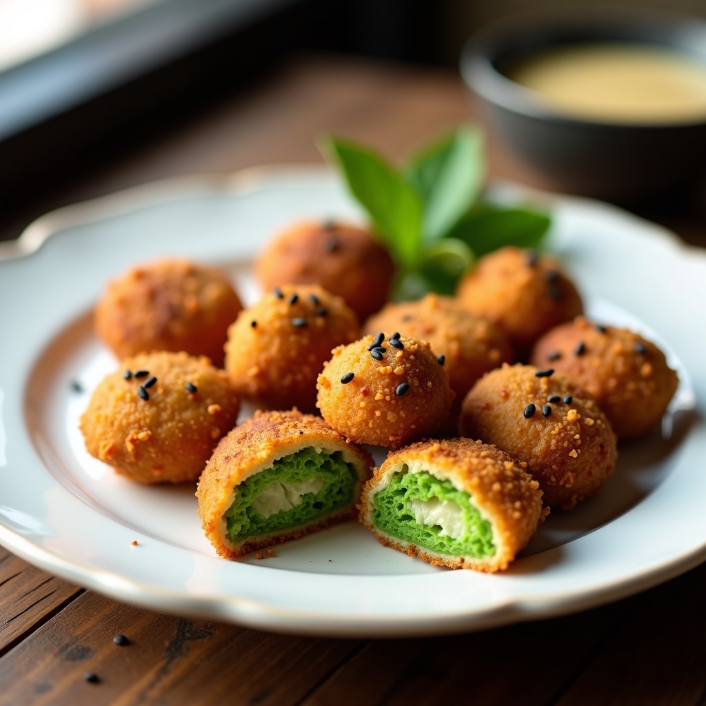 Croquetas de Algas Espirulina y Queso de Anacardos: Aperitivo Vegano Crujiente