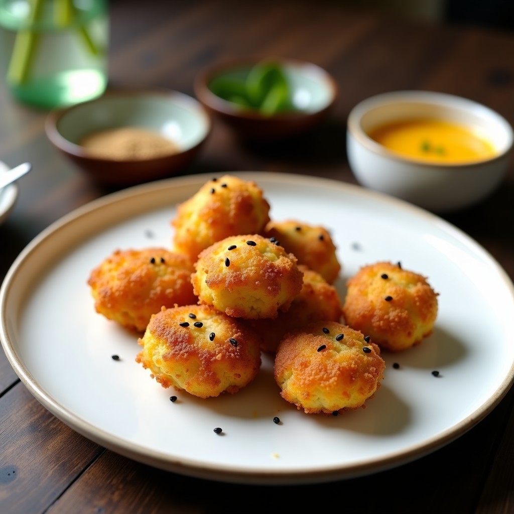 Croquetas de Coliflor y Algas Wakame con Salsa de Yuzu: Aperitivo Japonés en Airfryer