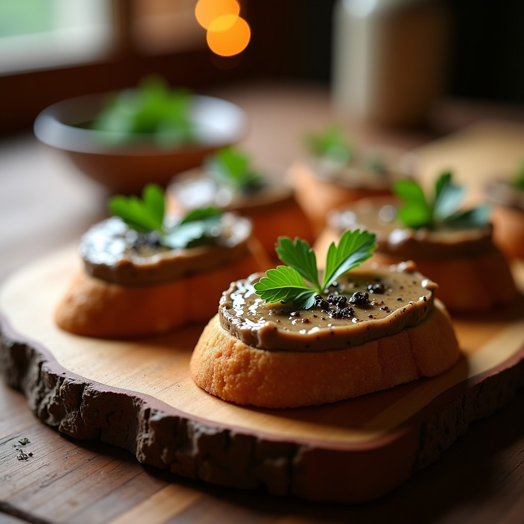 Crostini de Pan de Centeno con Pâté de Hongos y Trufa: Aperitivo Francés en Airfryer