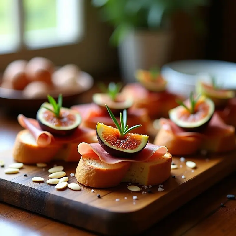 Crostini Italiano con Higos Frescos y Prosciutto: Entrante Gourmet en 10 Minutos