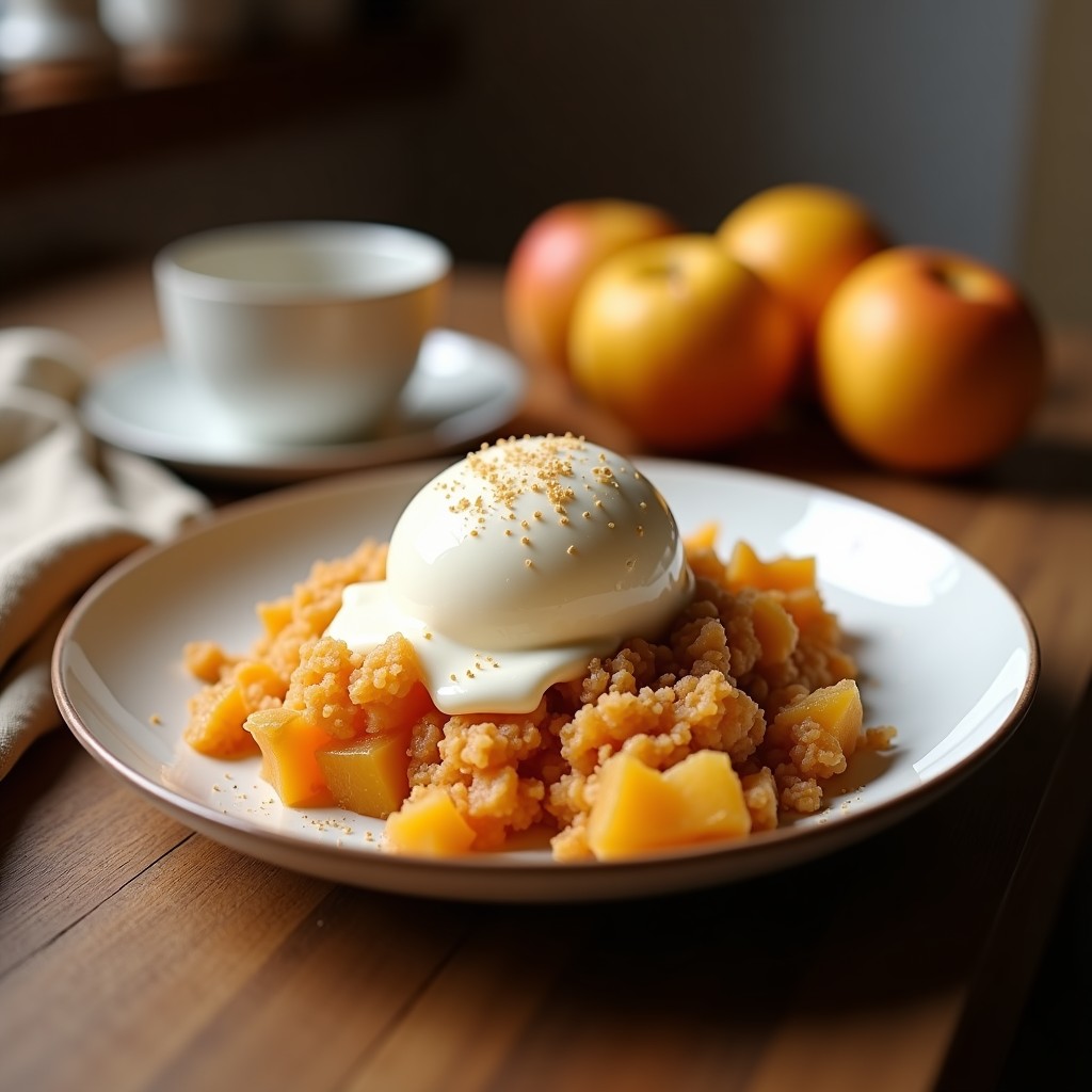Crumble de Manzana y Zanahoria con Helado de Vau Vanilla: Postre Sin Azúcar y Sin Horno