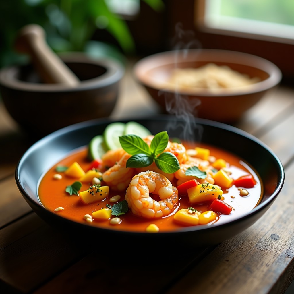 Curry de Camarones y Mango Verde: Receta Tailandesa Picante en Thermomix