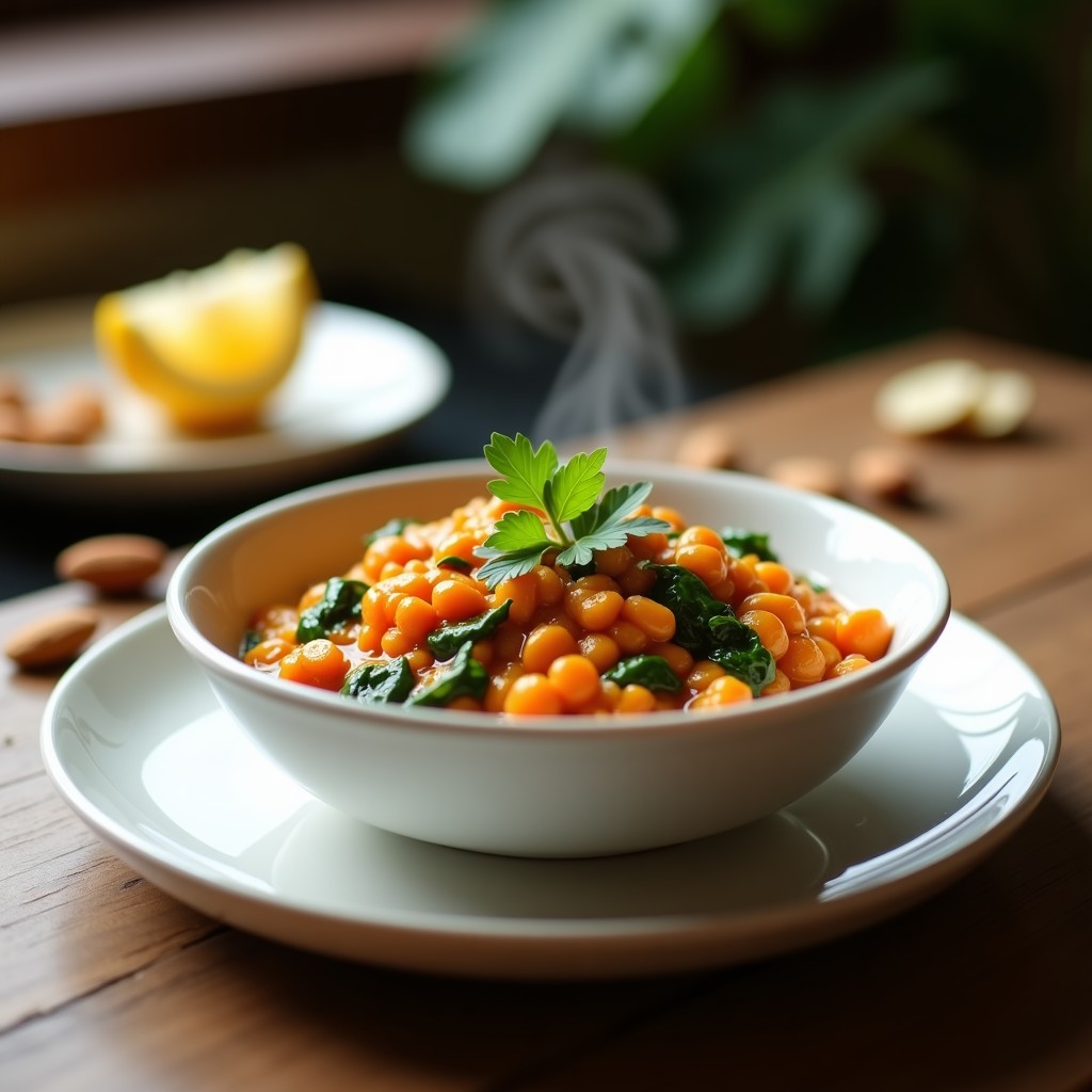 Curry de Lentejas Corail con Espinacas y Leche de Almendras: Receta Vegana en Thermomix