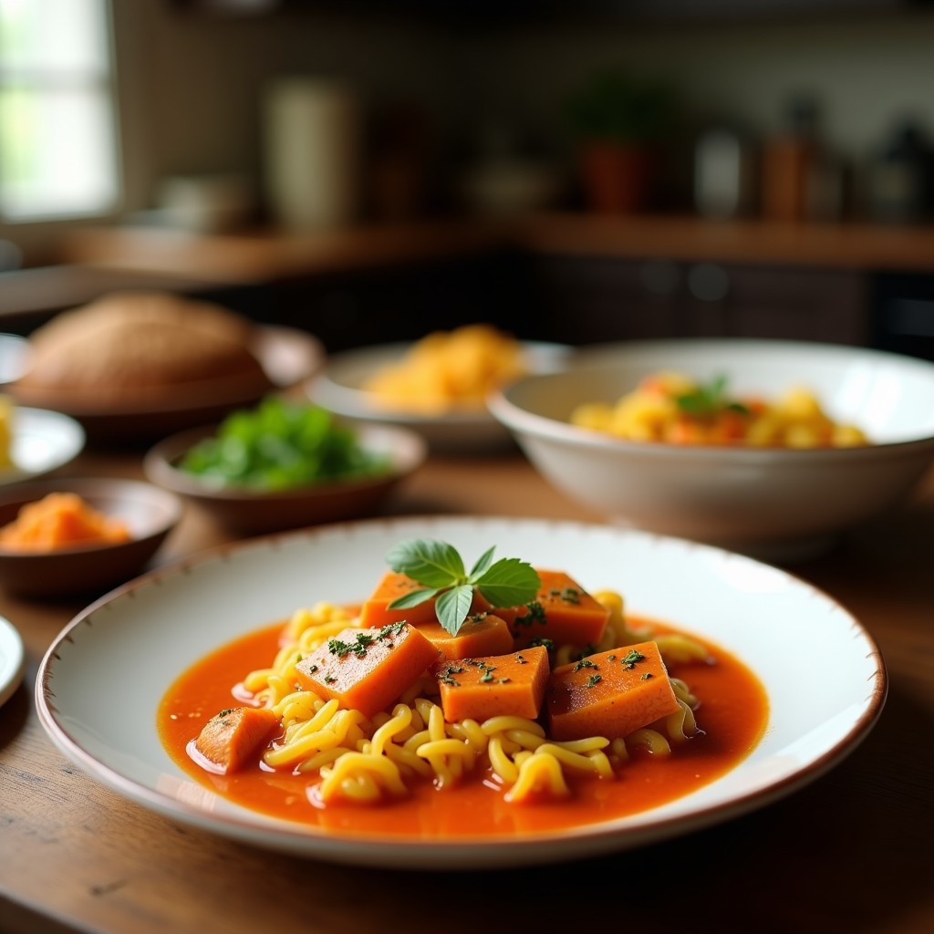 Curry Rojo Cremoso de Pavo y Berenjena: Receta Tailandesa Fácil y Aromática en 30 Minutos