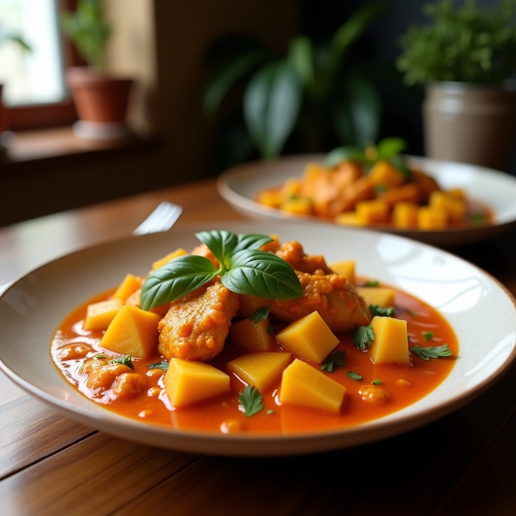 Curry Rojo Cremoso de Pollo y Piña