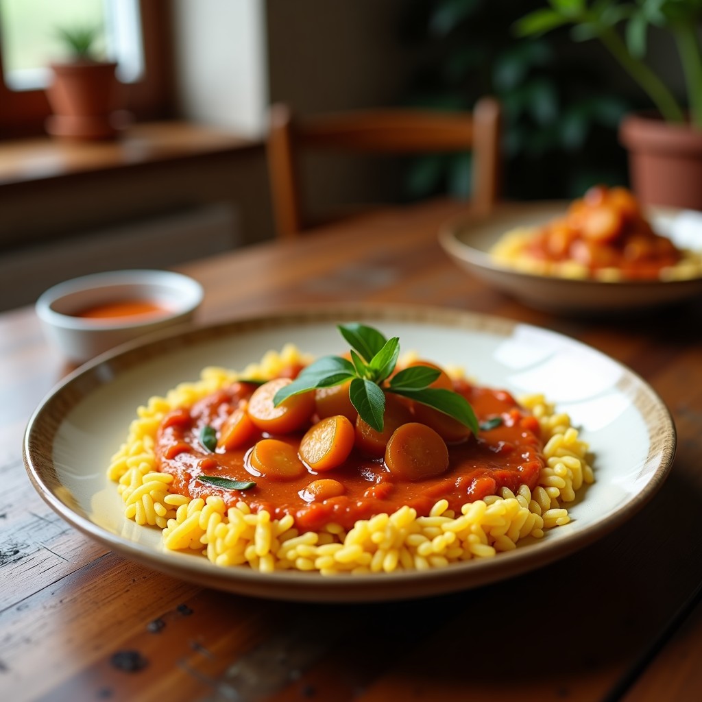 Curry Rojo Cremoso de Ternera y Berenjena con Arroz Jazmín: Receta Tailandesa Fácil y Aromática en 40 Minutos