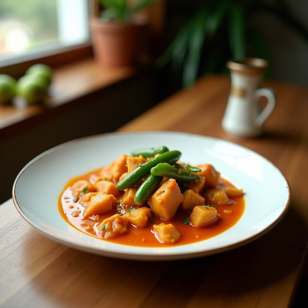 Curry Rojo Cremoso de Pollo y Pimiento Verde: Receta Tailandesa Fácil y Aromática en 30 Minutos
